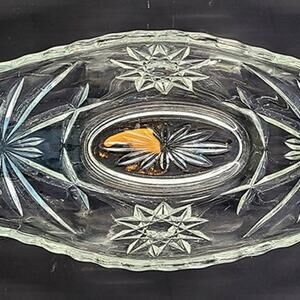 Vintage Cut Glass Pickle Boat (EAPC / Star of David)